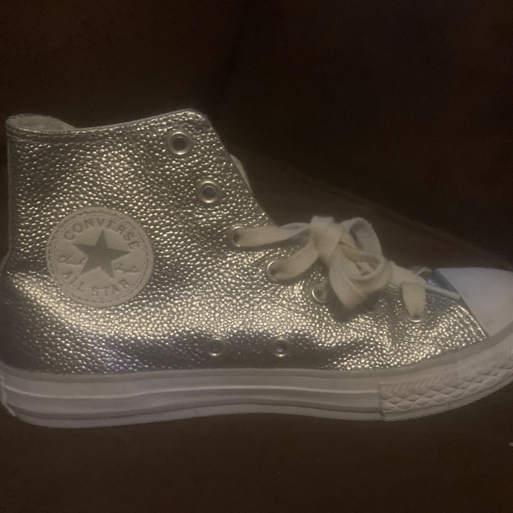 Converse size 2 Kids Metallic Silver High-Tops